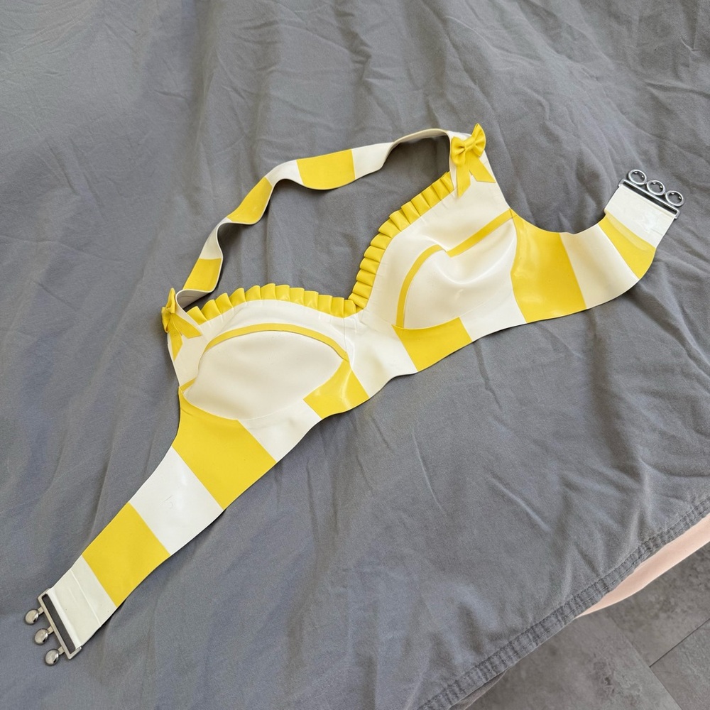 Yellow and White Striped Women's bra